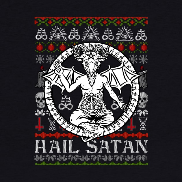 Satanic Christmas - Hail Satan Ugly Sweater by biNutz